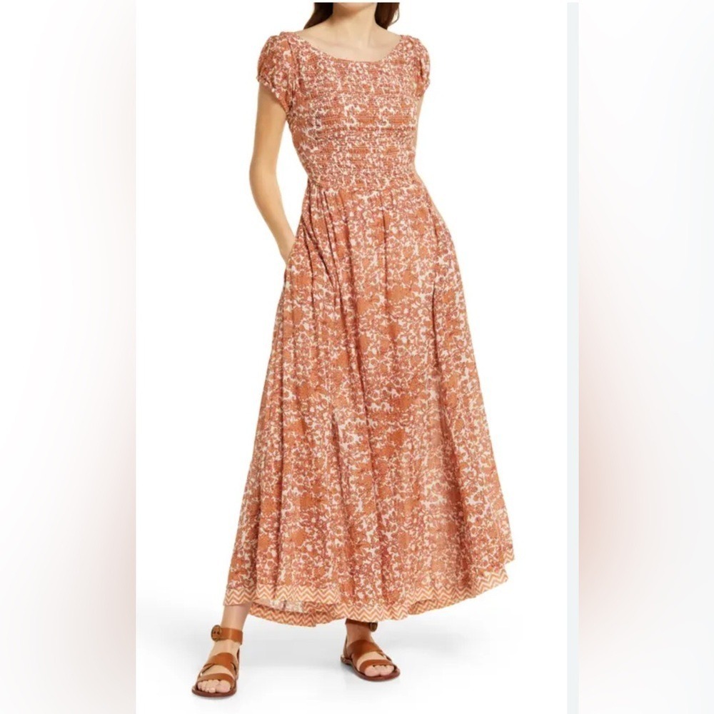 NWT Free People Ultraviolet Floral Cotton Maxi Dress Women Size Small